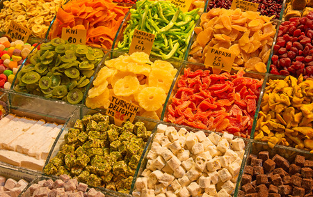 Famous turkish delights on the marketの写真素材