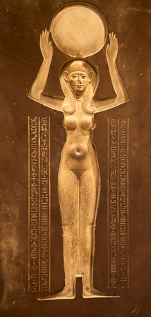 Egyptian hieroglyphs on the wallの写真素材