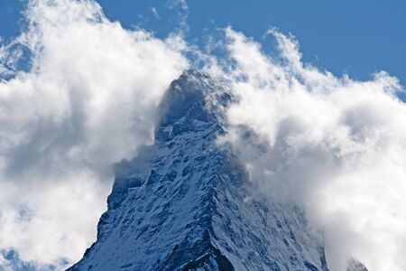 Famous mountain Matterhorn (peak Cervino) on the swiss-italian borderの写真素材