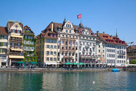 LUZERN - JUNE 8: View of historical center of the Luzern city on June 8, 2015 in Luzern, Switzerland.のeditorial素材