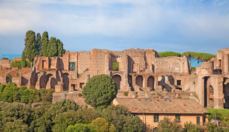 Ruins of the forum in Rome, Italyの写真素材