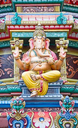 Fragment of decorations of the Hindu temple Sri Mariamman in Singaporeの写真素材