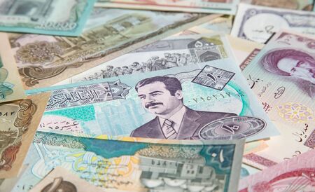 Variety of Middle East banknotesの写真素材