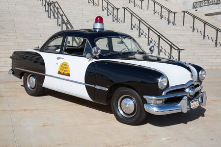 Salt Lake City, Utah, USA - October 8, 2016. Historical police car in front of the Utah State...