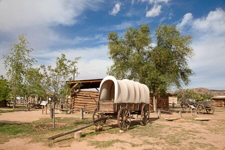 Historial outpost of the Wild West Pioneers on the border between Arizona and Utahの写真素材