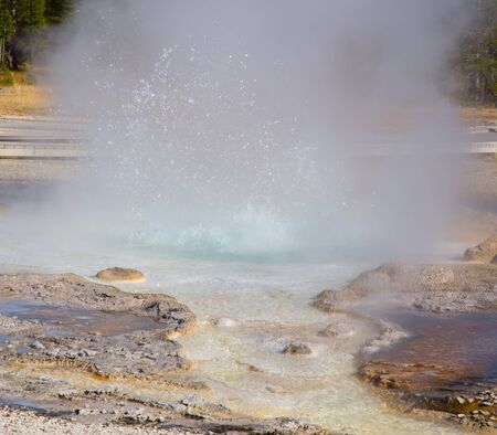 Sawmill geyser eruption in the Yellowstone national park, USAのeditorial素材