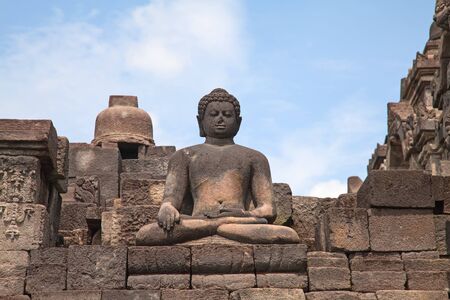 Borobudur temple near Yogyakarta on Java island, Indonesiaの写真素材