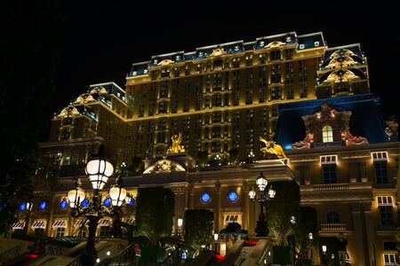 MACAU - APRIL 2: Facade of the Parisian casino on April 2, 2017 in Macau. Macau is famous for casino and luxury resorts.のeditorial素材