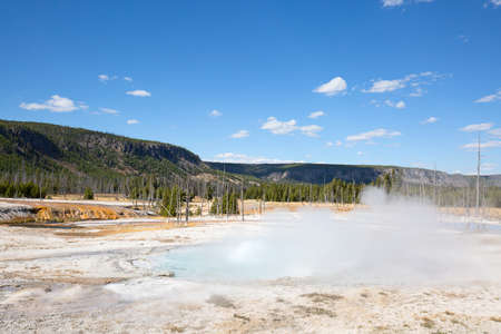 Geyser eruption in the Yellowstone national park, USAの写真素材