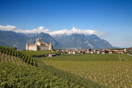 Famous castle Chateau d'Aigle in canton Vaud, Switzerlandの写真素材