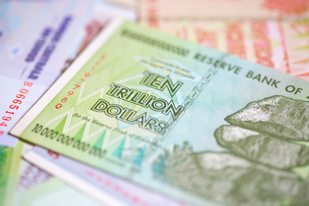 Banknotes of Zimbabwe after hyperinflationの写真素材