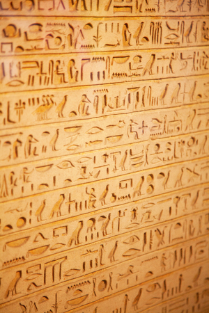Egyptian hieroglyphs on the wallの写真素材