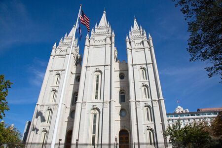 Salt Lake City, Utah, USA - October 8, 2016. Facade of the Salt Lake Temple of The Church of Jesus Christ of Latter-day Saintsのeditorial素材