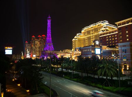 MACAU - APRIL 2: Facade of the Parisian casino on April 2, 2017 in Macau. Macau is famous for casino and luxury resorts.のeditorial素材