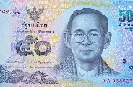 Thailand 50 Bath note closeupの写真素材