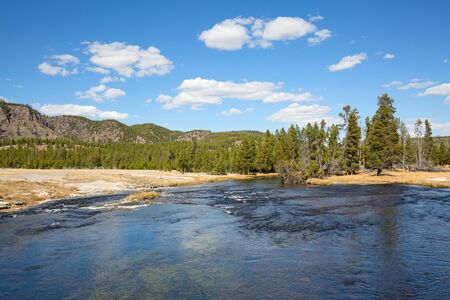 Black sands geyser basin in the Yellowstone National park, USAの写真素材