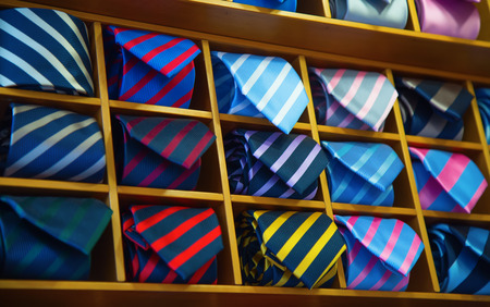 Colorful tie collection in the men's shopの写真素材