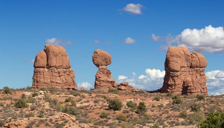 Famous Balancing Rock in the Arches National park, Utah, USAの写真素材
