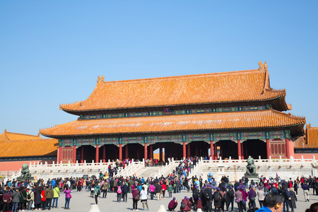 BEIJING, CHINA - OCTOBER 14, 2017: The Forbidden City (Palace museum), the Chinese imperial palace from the Ming dynasty to the end of the Qing dynasty (1420 to 1912).のeditorial素材