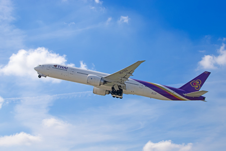 ZURICH - September 08:  Planes preparing for take off at Terminal A of Zurich Airport on September 8, 2018 in Zurich, Switzerland. Zurich airport is home port for Swiss Air and one of the european hubs.のeditorial素材