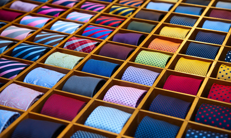 Colorful tie collection in the men's shopの写真素材