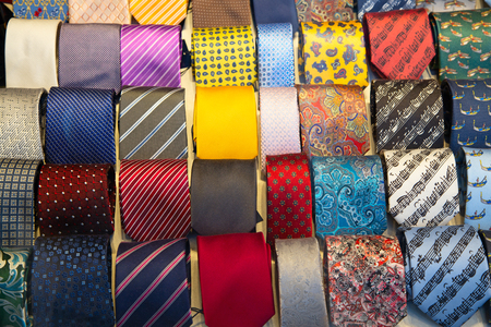 Colorful tie collection in the men's shopの写真素材