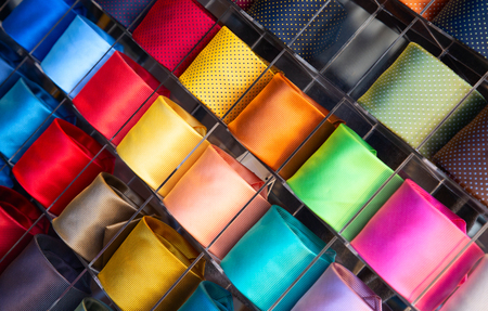 Colorful tie collection in the men's shopの写真素材