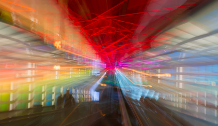 Chicago, IL, USA - September 24, 2016: Underground passage connecting terminals of the Chicago O'Hare airportのeditorial素材