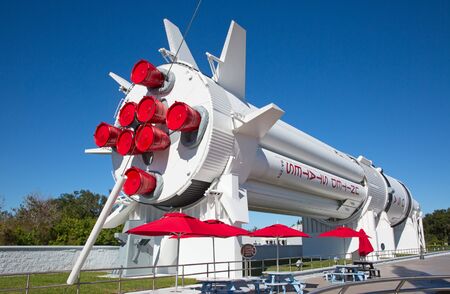 KENNEDY SPACE CENTER, FLORIDA, USA - DECEMBER 2, 2019: Rocket garden exhibition at the visitor...
