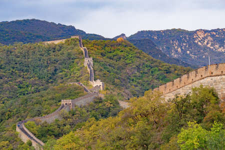 Famous Great Wall of China, section Mutianyu, located nearby Beijing city