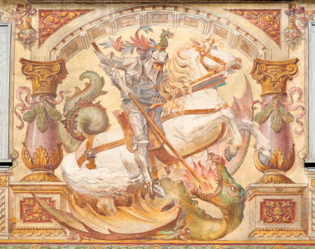 Colorful dahlia flower with morning dew dropsの写真素材