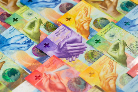 Collection of the new swiss banknotes (issued in 2017-2019)の写真素材