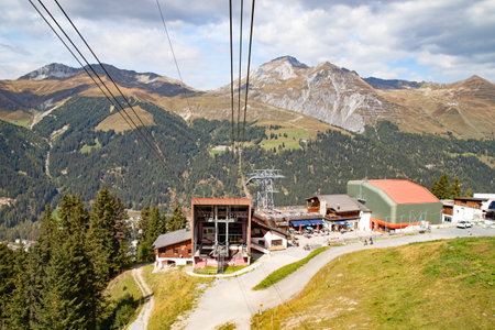 Autumn landscape on the mount Jakobshorn in Davos, Switzerlandのeditorial素材