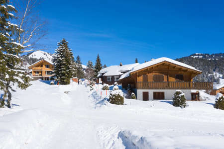Winter in the swiss alps, Arvenbuel village near Amden canton of St. Gallen in , Switzerland