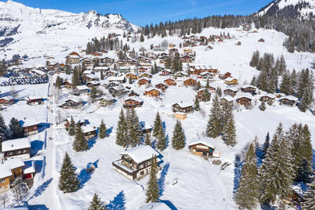 Winter in the swiss alps, Arvenbuel village near Amden canton of St. Gallen in , Switzerland