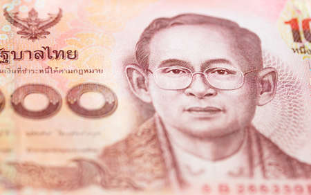 Thai baht note depicting king of Thailandの写真素材