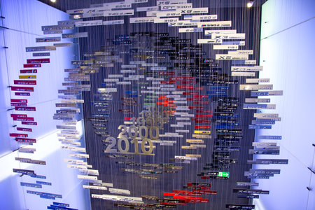 MUNICH - GERMANY April 20, 2019: Headquarter and museum of famous car maker BMW in Munich, Germany.のeditorial素材