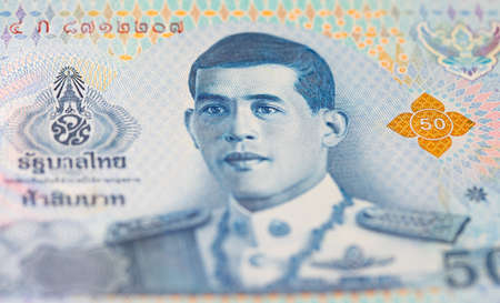 Thai baht note depicting king of Thailandの写真素材