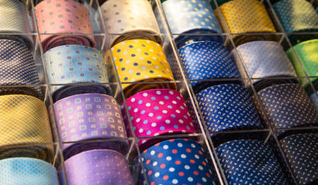 Colorful tie collection in the men's shop