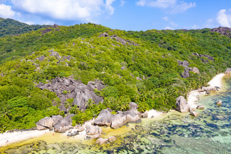 Famous Anse Source D'Argent beach on the La Digue island, Seychelles