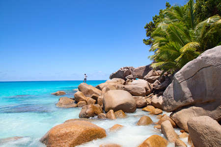Famous Anse Georgette beach on the Praslin island, Seychellesの写真素材