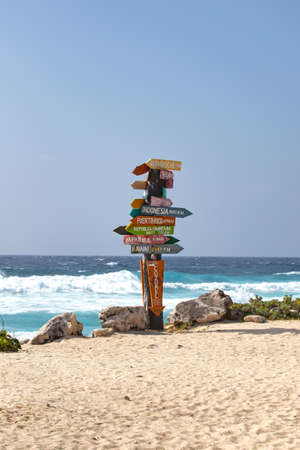 Stormy sea on the southern part of Cozumel, Mexicoの写真素材