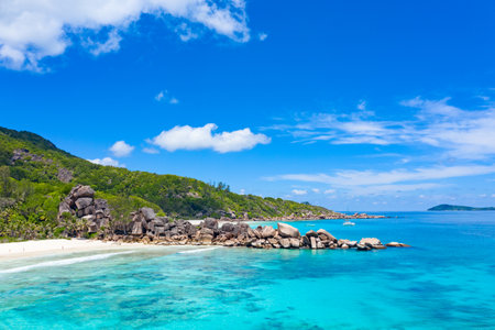 Famous Grand Anse beach on the La Digue island, Seychelles