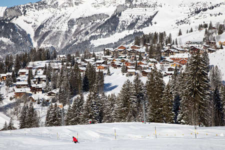 Winter in the swiss alps, Arvenbuel village near Amden canton of St. Gallen in , Switzerlandの写真素材