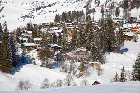 Winter in the swiss alps, Arvenbuel village near Amden canton of St. Gallen in , Switzerlandの写真素材