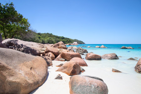 Famous Anse Lazio beach on the Praslin island, Seychellesの写真素材