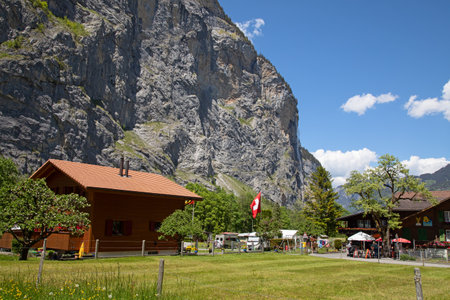 Waterfalls of the Lauterbrunnen valley. Cantone Bern, Switzerlandのeditorial素材