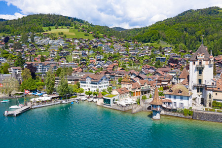 Oberhofen castle near Thun, Switzerlandのeditorial素材