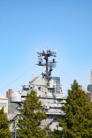 Frament of the eqipment of the US Navy battle shipのeditorial素材
