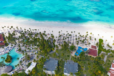 Aerial view of the famous Bavaro beach near Punta Cana, Dominican republic